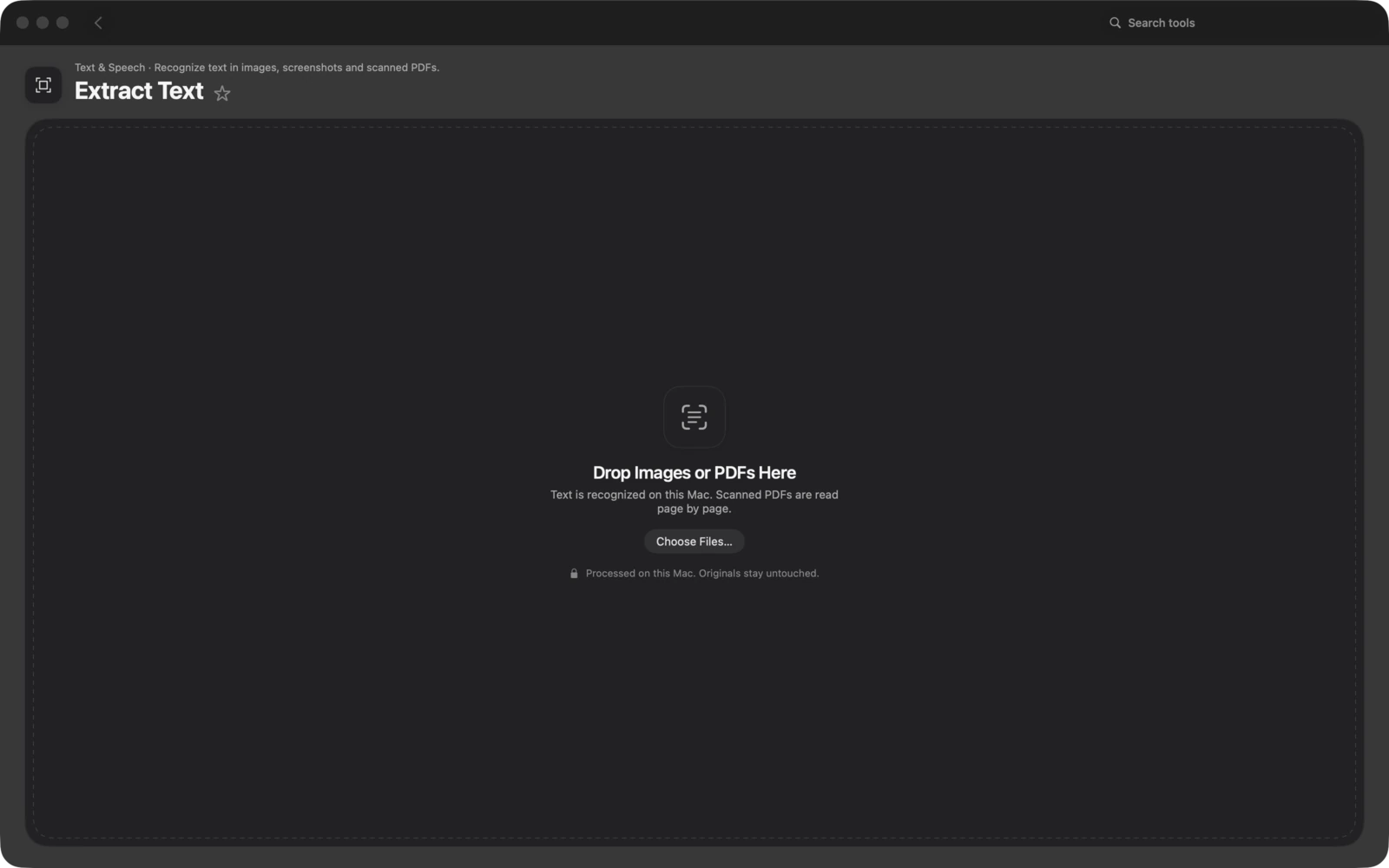 Text extrahieren in Toolbox für Mac: Erkenne Text in Bildern, Bildschirmfotos und gescannten PDFs.