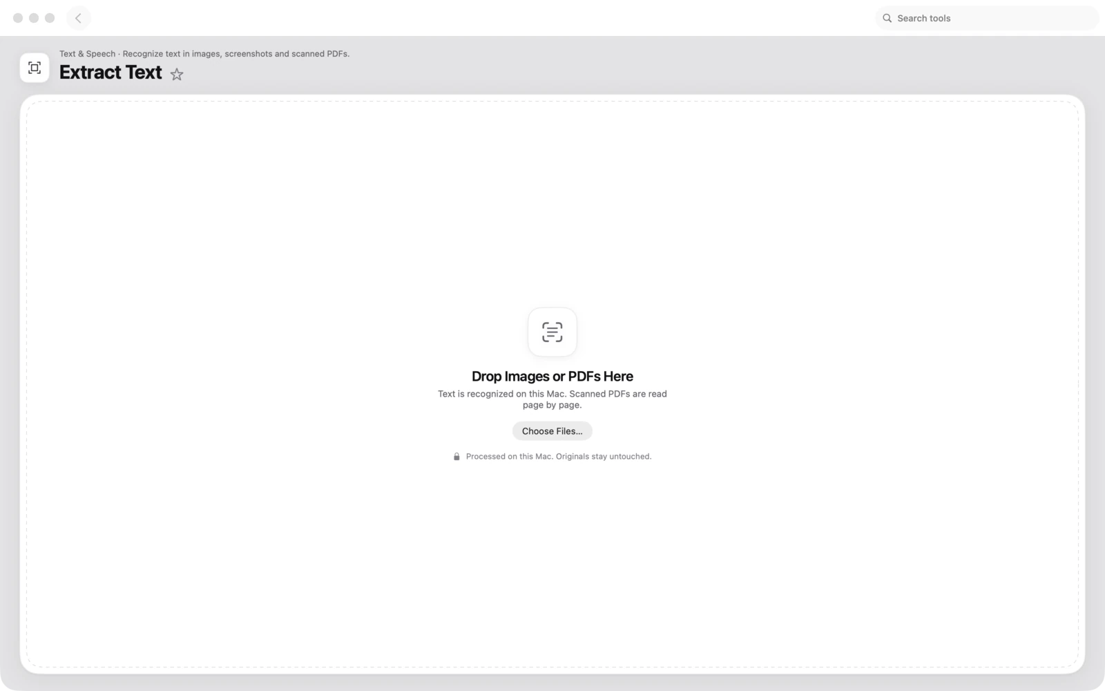 Text extrahieren in Toolbox für Mac: Erkenne Text in Bildern, Bildschirmfotos und gescannten PDFs.