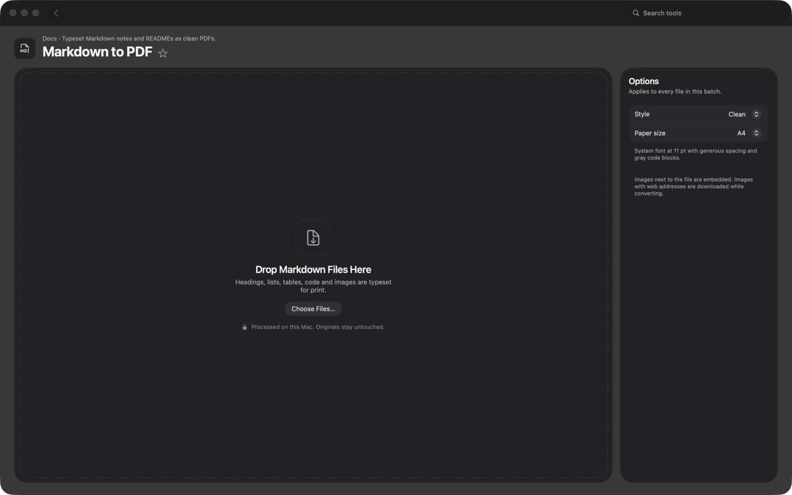 Da Markdown a PDF in Toolbox per Mac: Impagina note Markdown e README come PDF puliti.