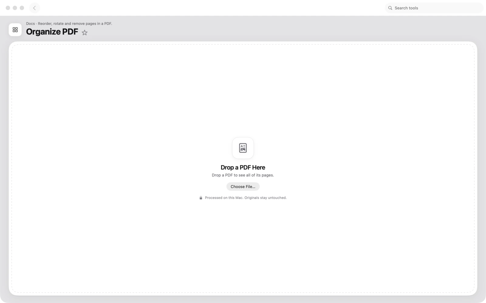 PDF organisieren in Toolbox für Mac: Ordne Seiten in einem PDF neu, drehe oder entferne sie.
