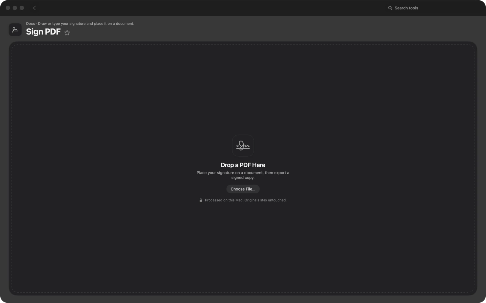Firma PDF in Toolbox per Mac: Disegna o digita la tua firma e posizionala su un documento.