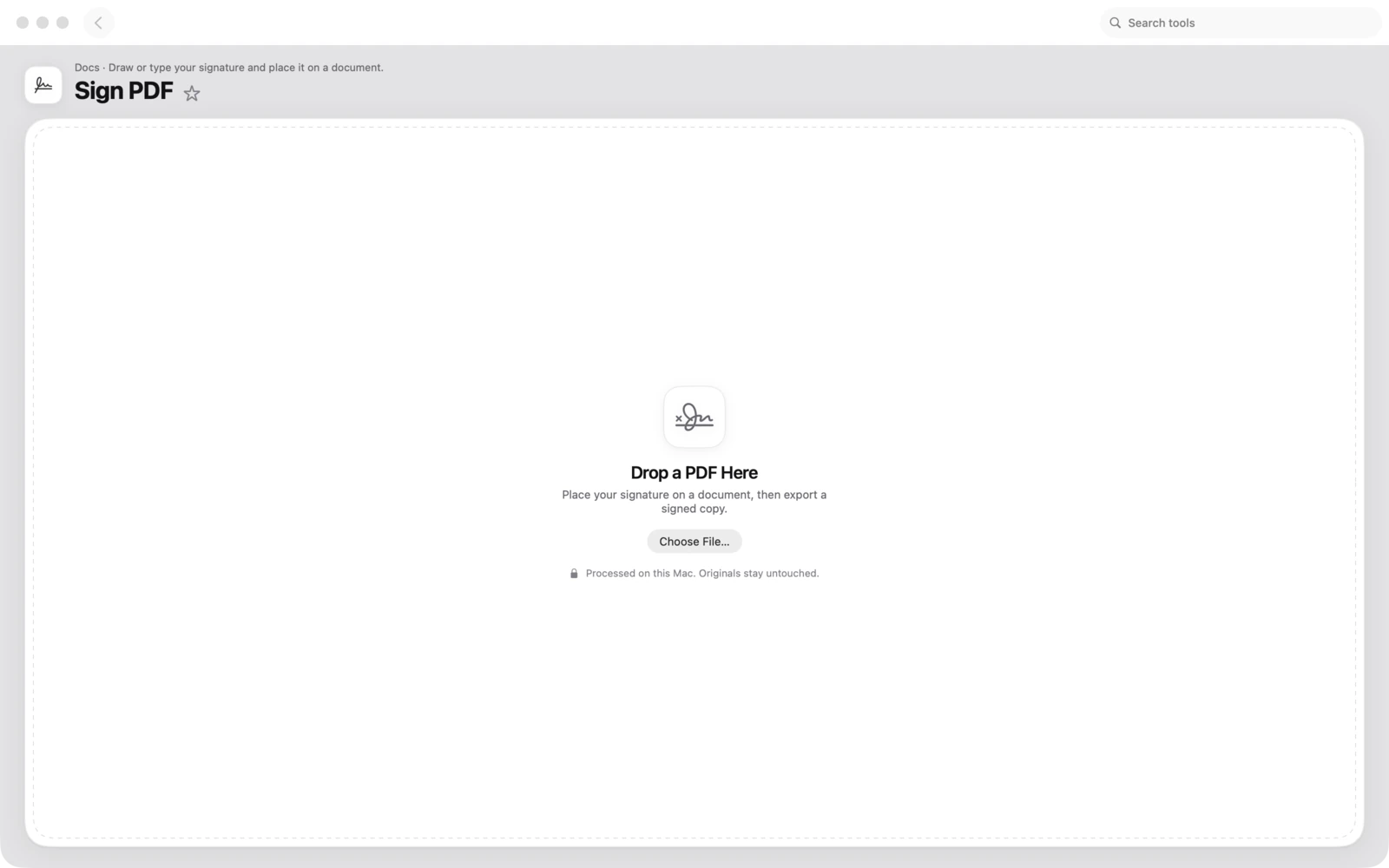 Firma PDF in Toolbox per Mac: Disegna o digita la tua firma e posizionala su un documento.